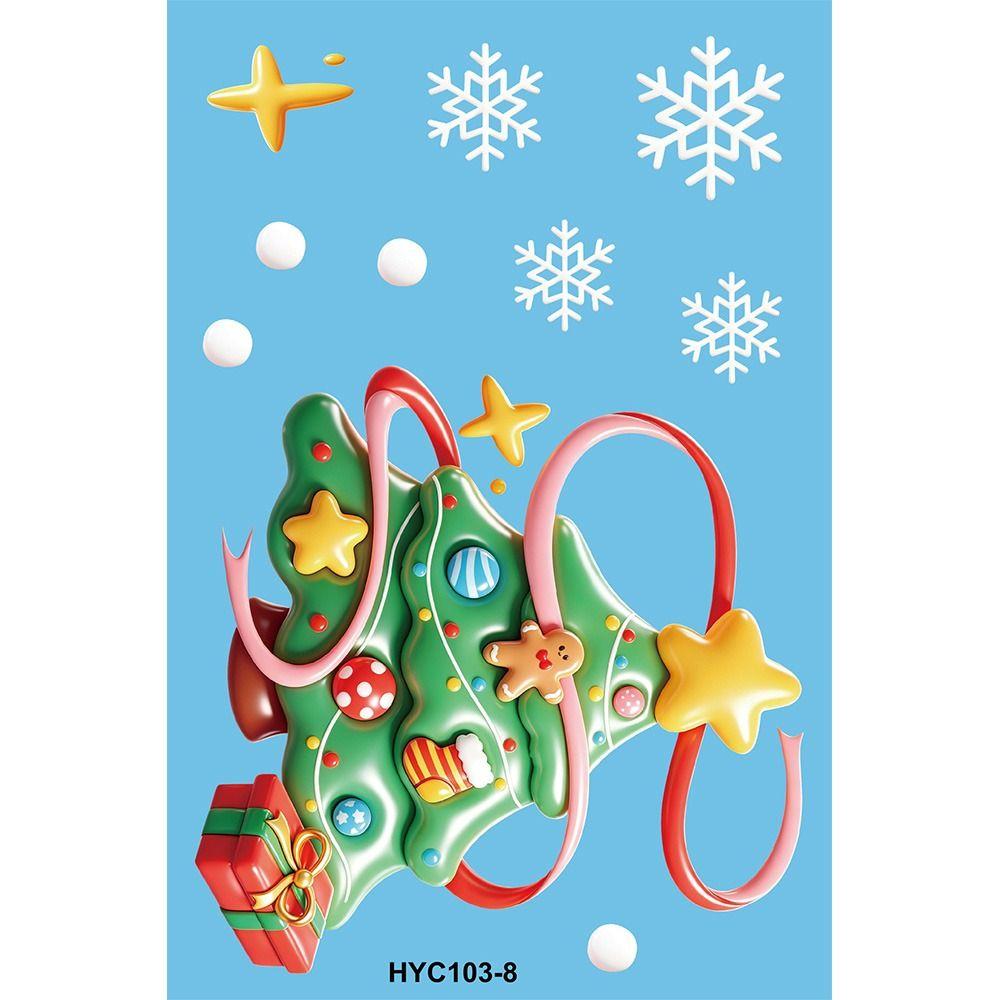 9Pcs PVC Christmas Window Stickers Removable Holiday Window Decals  Bathroom Glass Decor