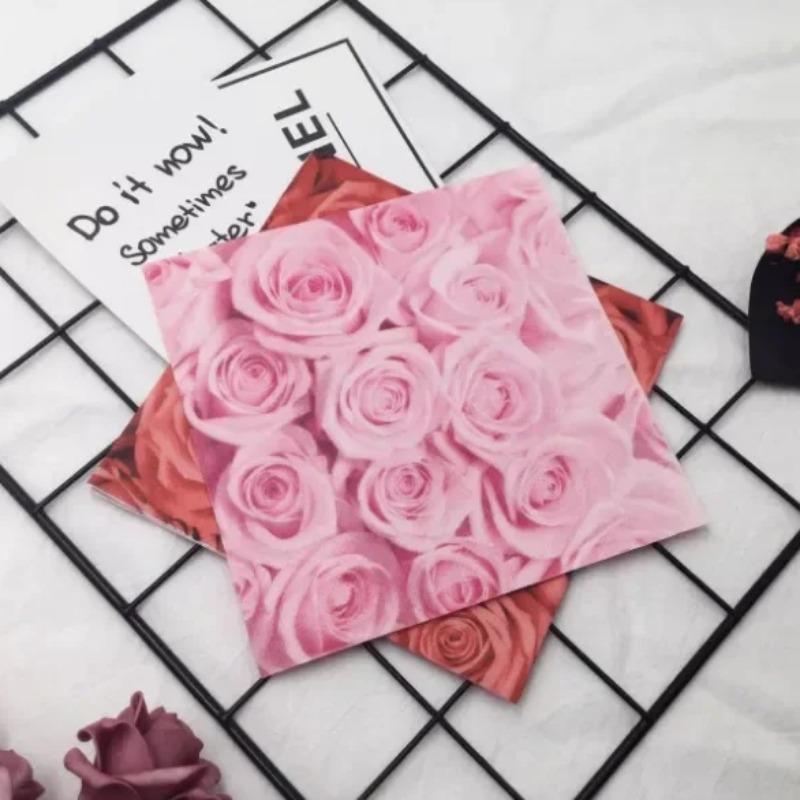 20pcs/Pac 33*33cm 2-Ply Disposable Party Napkin Floral Pattern