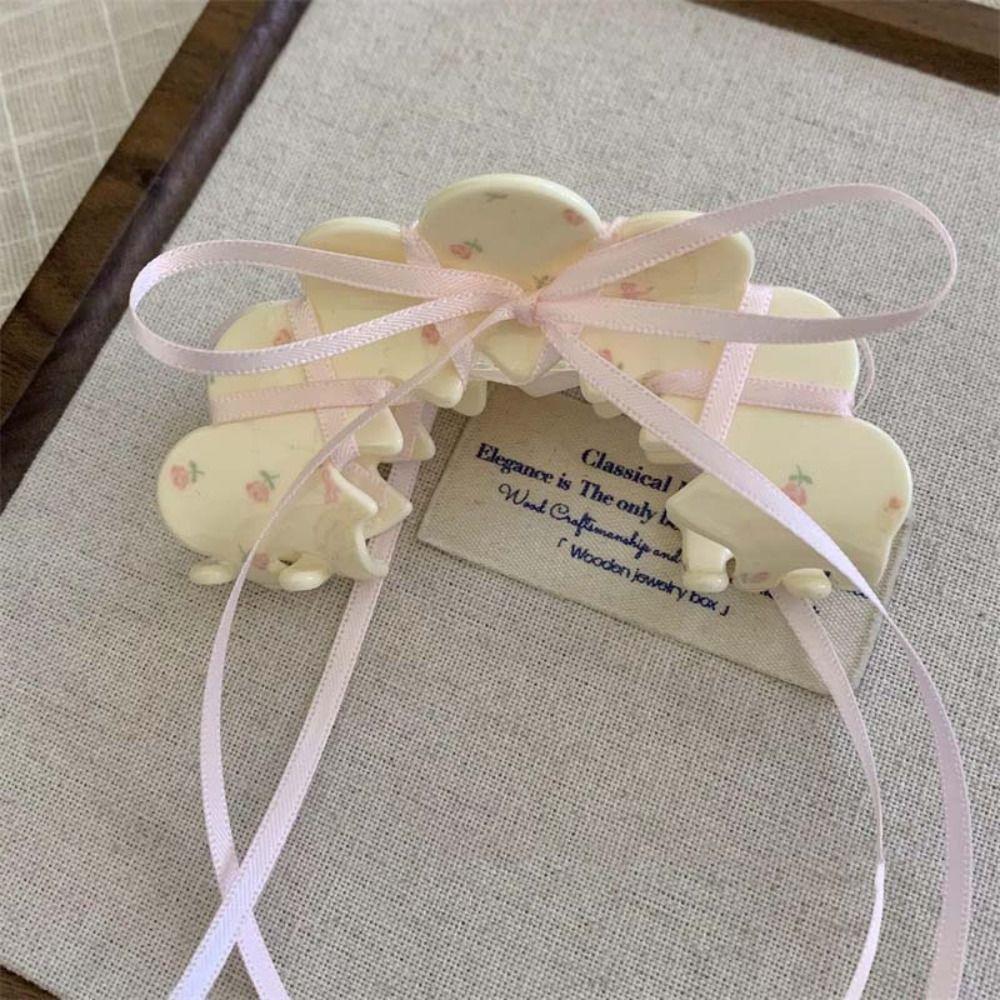 

Pink Heart Crystal Acetic Acid Shark Clip Hair Clip Back Head Hair Grab Bow Hair Claw Female Style D