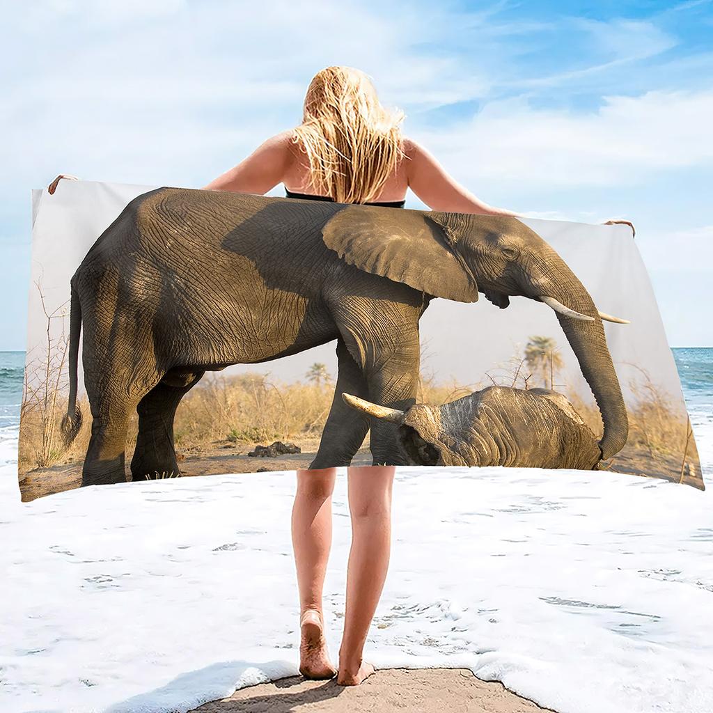 Elefant Strandtuch Reise Übergröße Pool- und Badetücher Pooltuch Superweicher Plüsch Sandfreies Handtuch Schnelltrocknendes Strandtuch