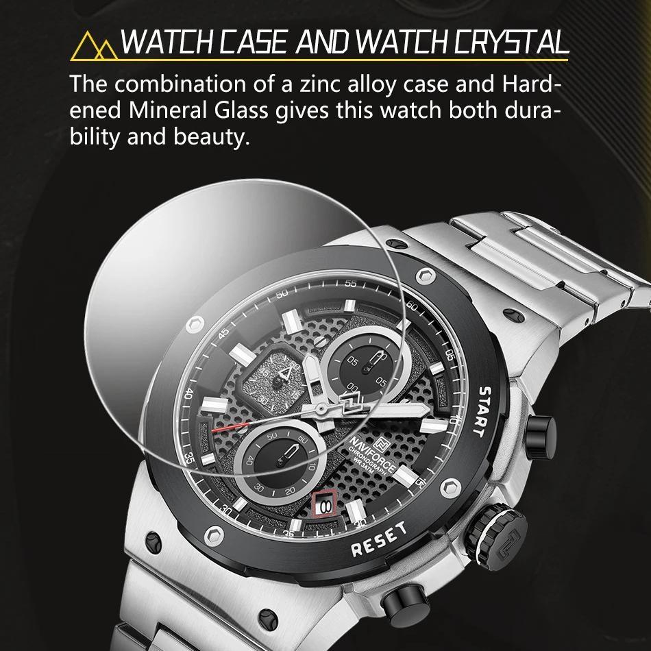 Man Quartz Watch Luxury Luminous Chronograph Wristwatch Stainless Steel Waterproof Men Date Calendar Clock