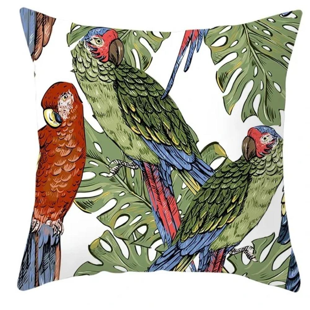 Federa per cuscino per divano, federa per cuscino stampata, Stile Tropicale, Animale, uccello, pappagallo, decorazione d'interni