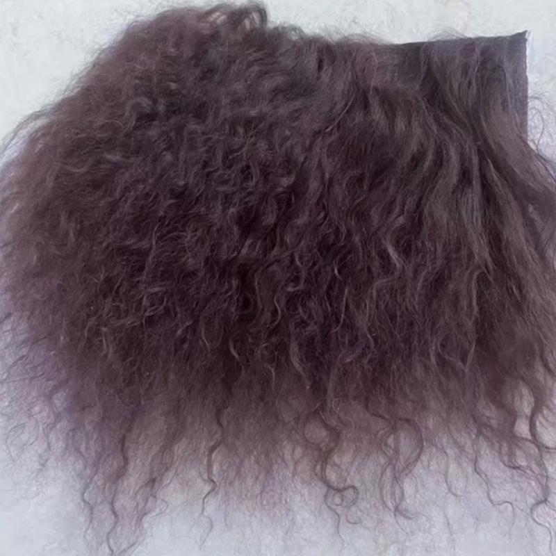 Mongolia Fur Sheepskin Wool Extensions Hair Row Curly Texture Curly Hair Extensions Durable Lamb Fur Pelt Doll Toy Accessories
