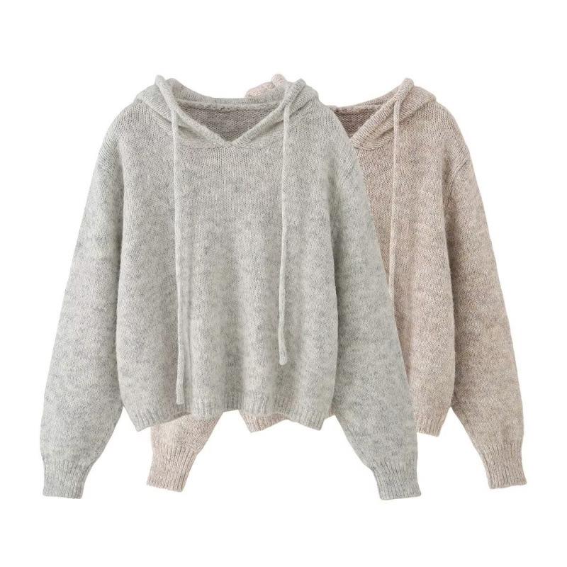 Women's Trendy Loose Knit Hooded Pullover Sweater