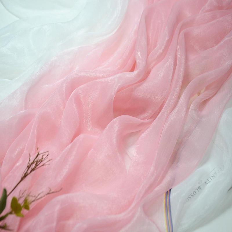 3/5/10m Multicolor Gradient Silk-Crepe Chiffon Fabric for Handmade DIY Sewing Hanfu Apparel Making Wedding Decoration