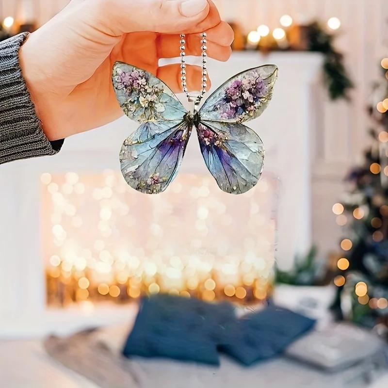 1pc Acrylic Butterfly Car Pendan Fashion Keychain T Car Interior Accessories Pendant Couple Gift Home Decoration Gift