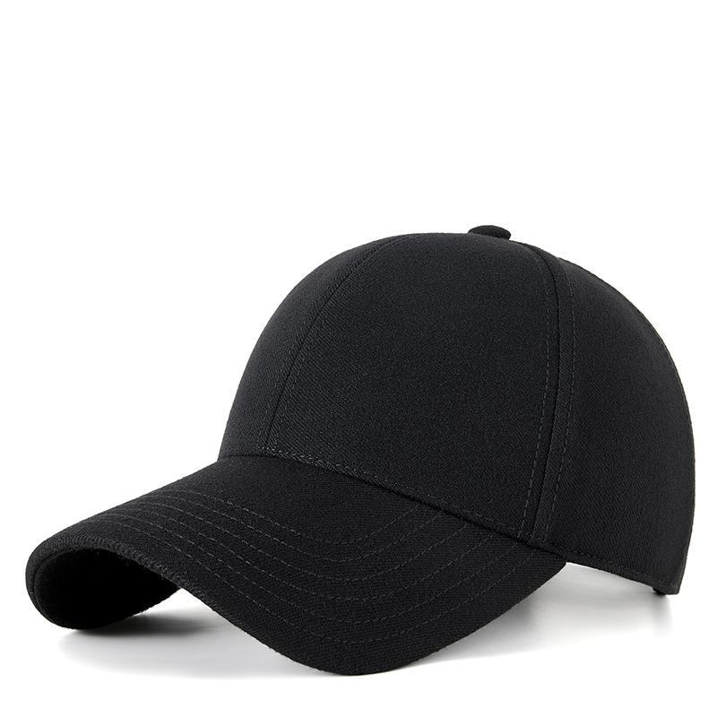 

New spring and autumn woolen baseball cap middle boss head circumference warm cap outdoor riding camping windproof hat M（56-58cm） чёрный