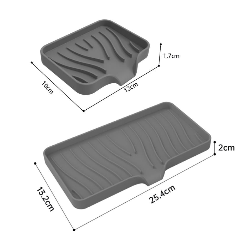 Silicone Faucet Mat Sink Tray Soap Dispenser Sponge Drain Pad Sink Splash Drying Mat Countertop Storage Tray Kitchen Accessorie