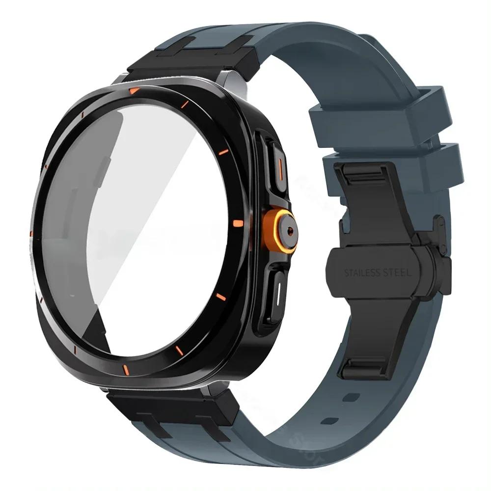 Luxury Silicone Strap+Plastic Case for Samsung Galaxy 7 6 44mm 40mm Sport Men Band for GALAXY Watch 7 6 Change To Ultra Bracelet