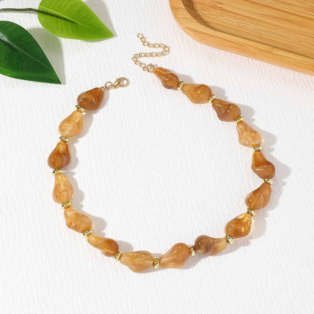 Acrylic Irregular Baroque Beaded Necklace Vintage Women Accessories