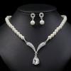 1 Set Faux Pearl Rhinestone Teardrop Pendant Necklace Jewelry Women And Earrings Elegant Beaded Necklace Jewelry