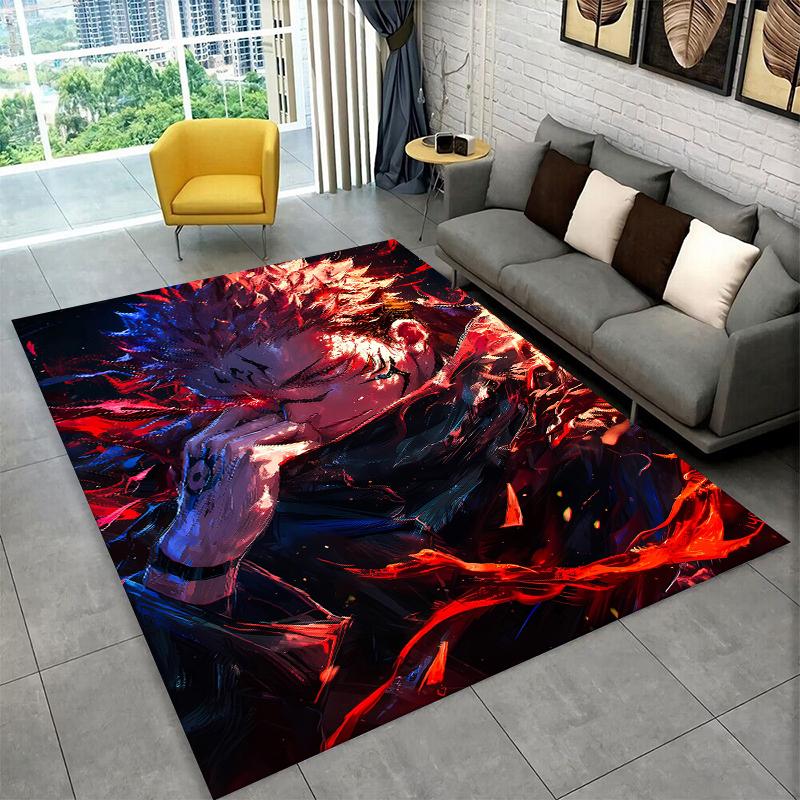 Cartoon Jujutsu Kaisen Anime Itadori Yuj Carpet Rug for Playroom Bedroom Living Room Sofa Home Decor,kid Non-slip Floor Mat