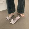 Suede Big Bow Bag Head Sandals Women's Shoes Kitten Heel Empty Pointed Head Beautiful Single Shoes Women