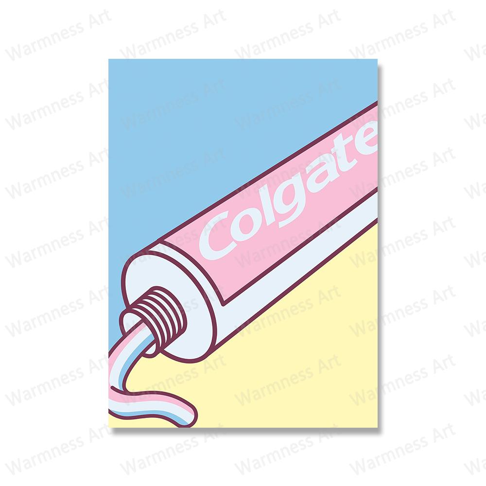 

Мыло Зубная паста Радуга Ванна Поп Минимализм Настенное искусство Холст Живопись Скандинавские Постеры и Принты Картина для ванной комнаты Домашнее украшение 21x30cm No Framed красный