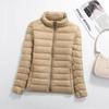 Womens Lightweight Packable Down Jacket Thin Short Puffer Coat With Stand Collar Slim Fit