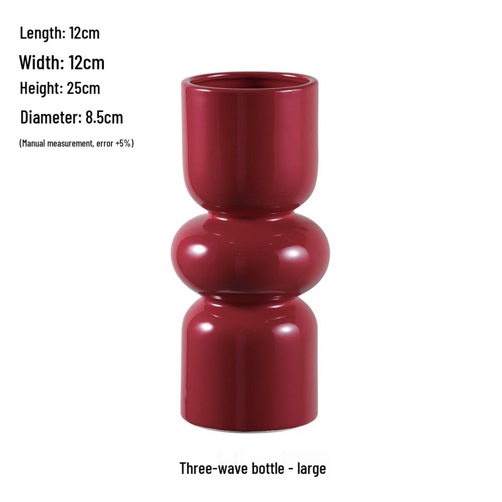 Čínská červená keramická váza ze poloviny století - Novoroční speciální ozdoba pro obývací pokoj nebo svatební aranžmá ze sušených květin