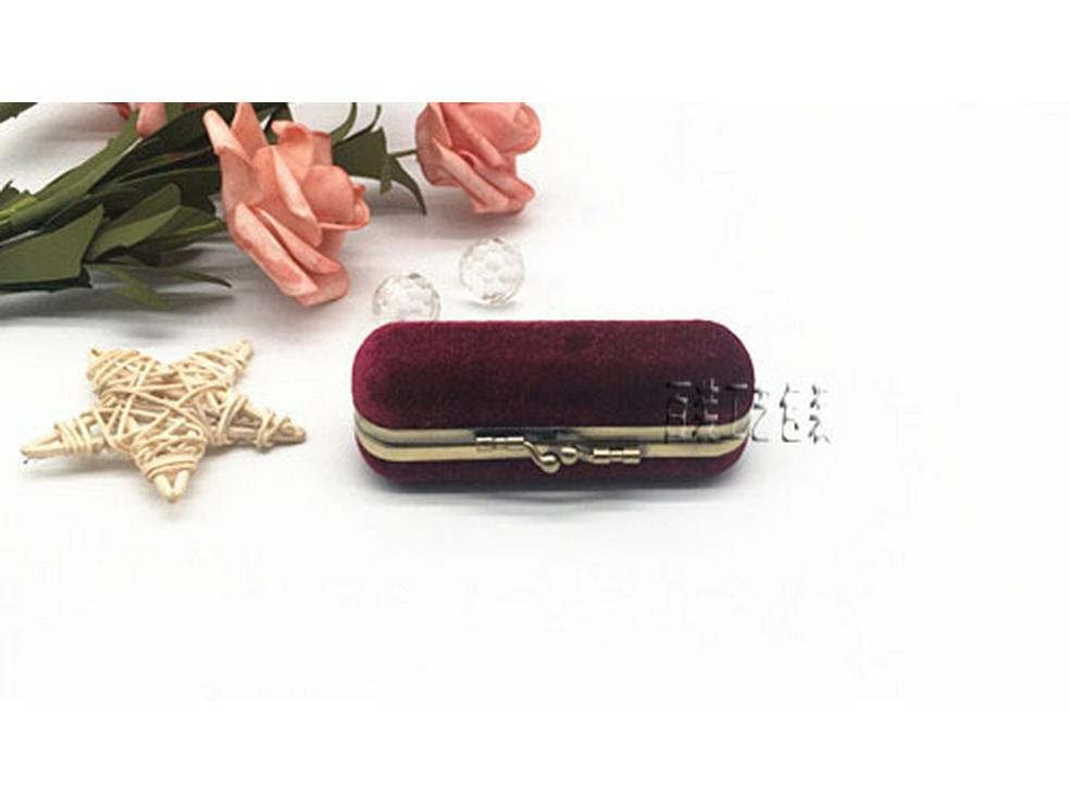 Creative Velvet Antique Bronze Clasp Lipstick Box with Mirror - Single Lipstick Storage and Gift Box