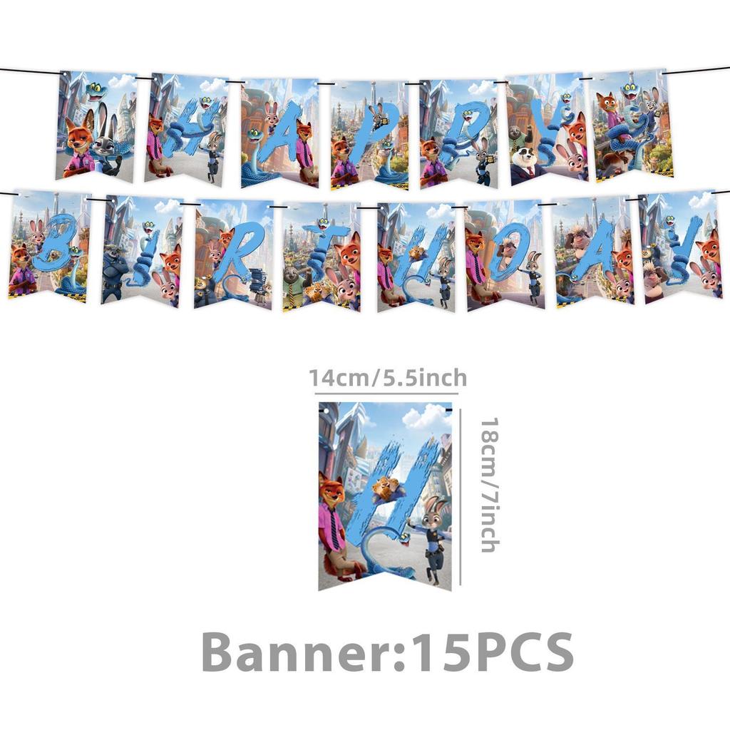 Decorazioni per Festa di Compleanno a Tema Zootopia, Striscioni di Compleanno per Bambini, Piatti di Carta, Bicchieri di Carta, Tovaglioli, Tovaglie, Ciabatte Elettriche, Articoli per Feste