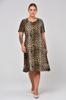 Women's Big Size Dress Short Sleeve Black Leopard Patterned Dress