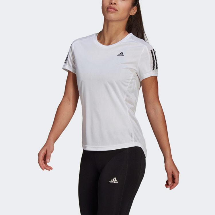 Adidas Own The Run Tee Performance Training Short Sleeve Women Tops White GJ9989