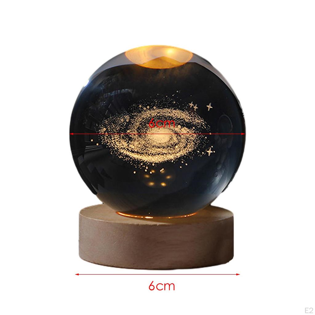 Crystal Ball Night Light Galactic System Nightlight for Living Room Ornament 6cm Round
