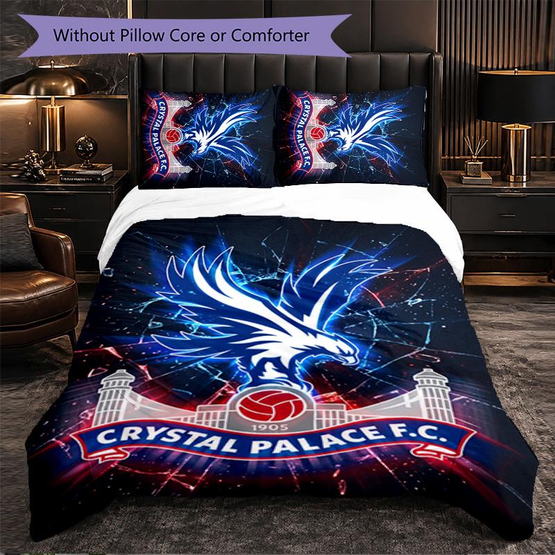 Set Biancheria da Letto Calcio Crystal Palace 3 Pezzi Morbido Copripiumino con Federe Set Decorazione Camera da Letto per la Casa