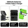 PALO 1800mAh Battery for GoPro Hero 8/7/6/5+LCD Black Battery Charger for GoPro