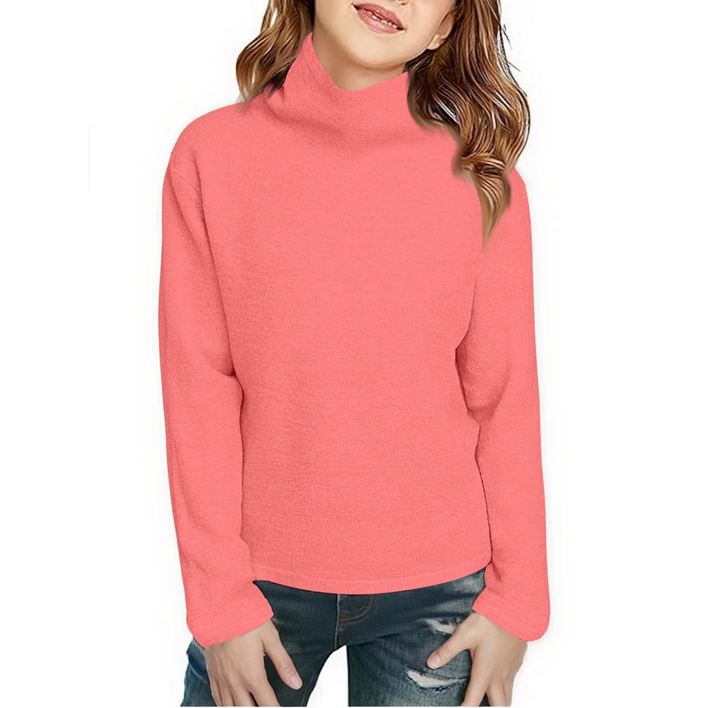 Children's Fashionable Casual Fleece Turtleneck Long-sleeved Top