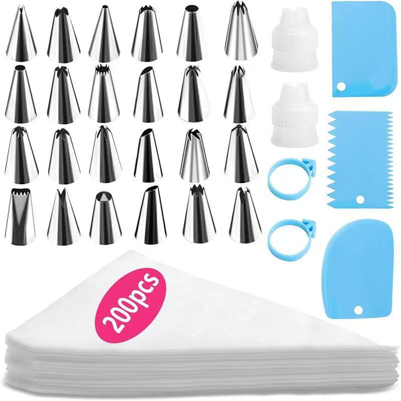 34-Piece Cake Decorating Tool Set: Piping Tips, Piping Bags & Converter for Cream and Lace Designs