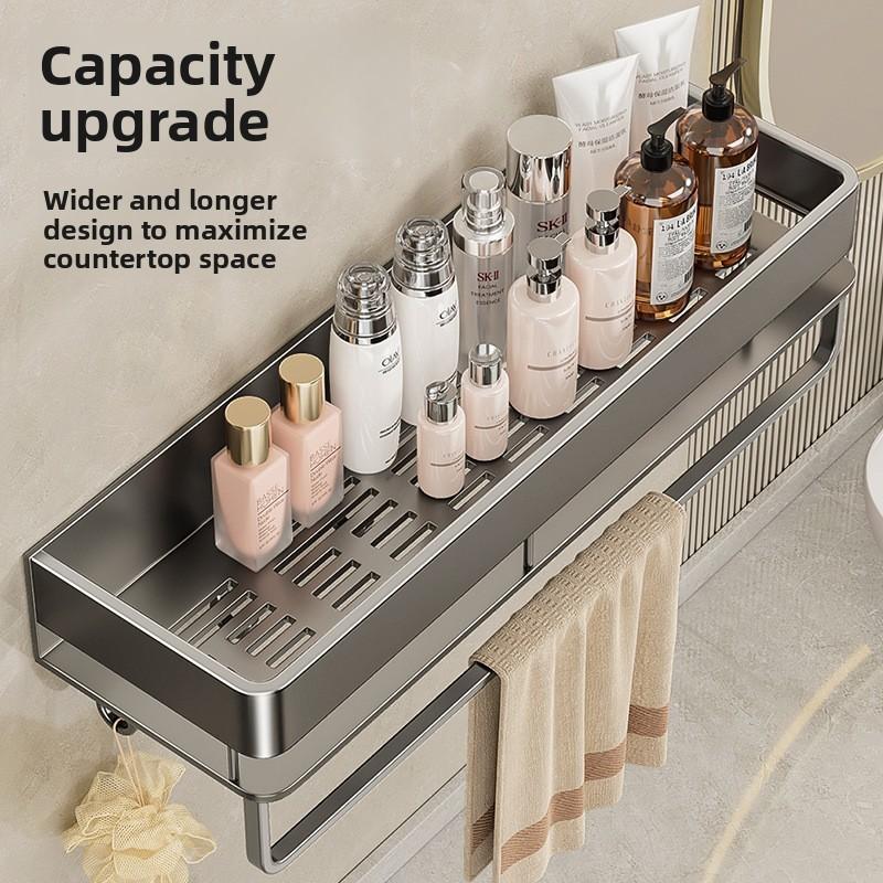 Modernes minimalistisches Badezimmer-Aufbewahrungsregal mit Haken und zwei Ebenen für den Heimgebrauch