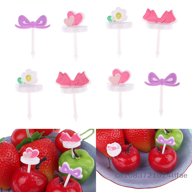 8 Pcs Kids Fruit Picks Needle Stick Toothpicks Mini Creative Fruit Cake Dessert Food Forks Lunch Box Decor Bento Accessories