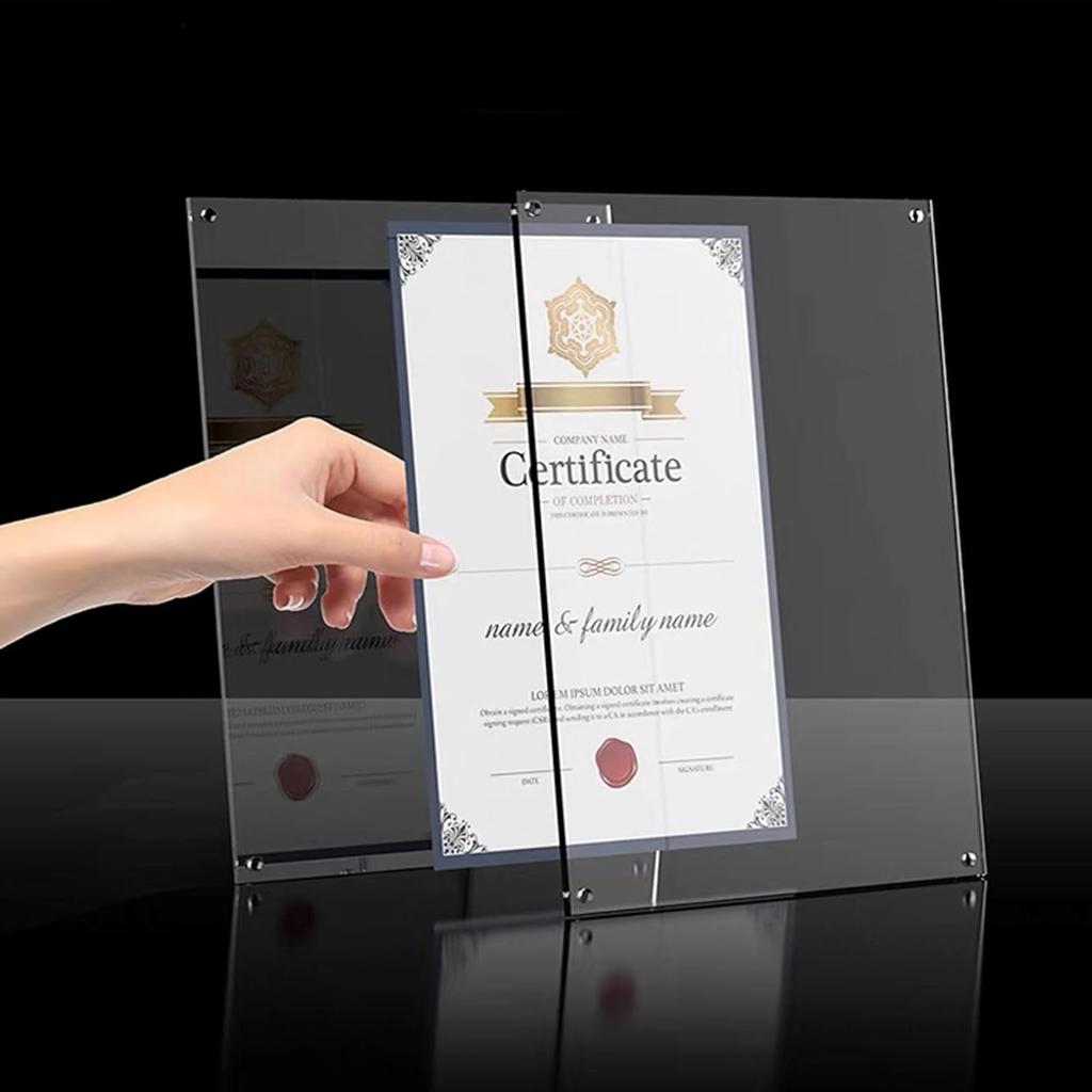 QR Code Signs,5 x 7 Inch Acrylic Mini Sign Holder Clear QR Code Menu Holders with Metal Stand Office Table Display Sign Stand Ad Photo Frame Holder