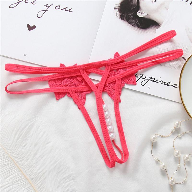 Solid Color Embroidered Women's Underwear Crotchless Erotic G-string Sexy Thong Intimates Accessories Porn Panties Couple Fun