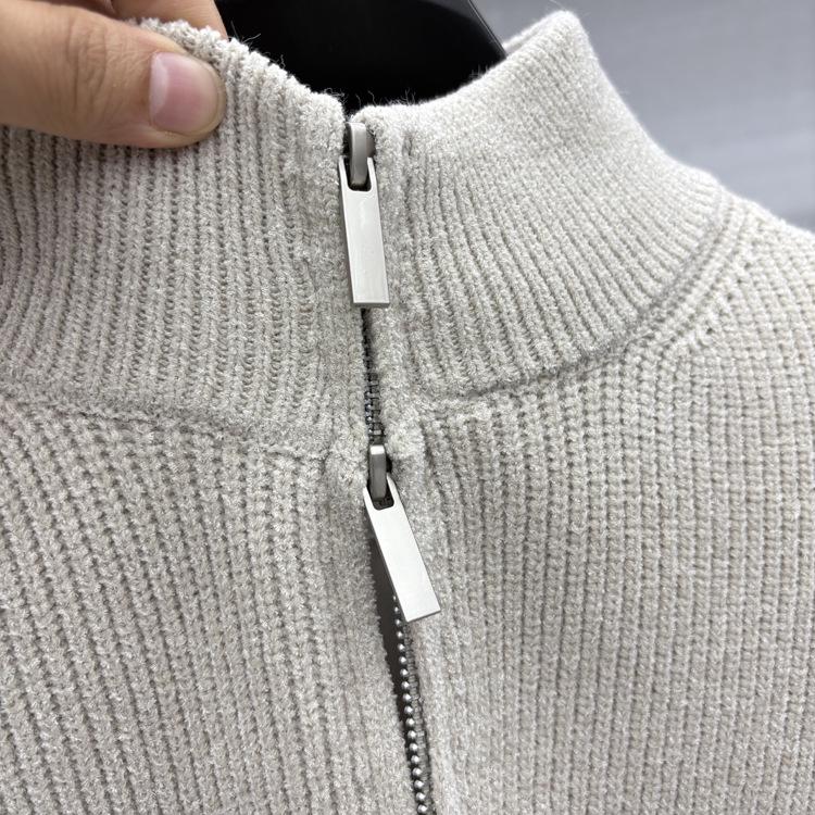 Men's High-Quality Wool Knit Zipper Cardigan - Thick, Trendy, Loose-Fit for Autumn/Winter