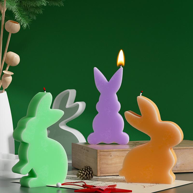 Rabbit Shaped Candle Mold, DIY Easter Bunny Plaster Decorative Ornament Silicone Mold, Suitable for DIY, Holiday and Party Tools