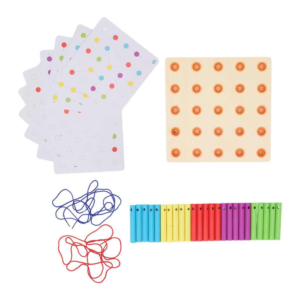 Wooden Geoboard Hand Eye Coordination Sensory Training Safe Wood Mathematical Array Block for Kids O