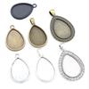 10pcs 18x25mm Inner Size Antique Bronze Silver Plated Drop Style Cameo Cabochon Base Setting Charms Pendant Necklace Findings