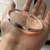 100% Solid 925 Sterling Silver Retro Bracelet for Women Men Vintage Handmade Flat Simple Bracelet Birthday Gift