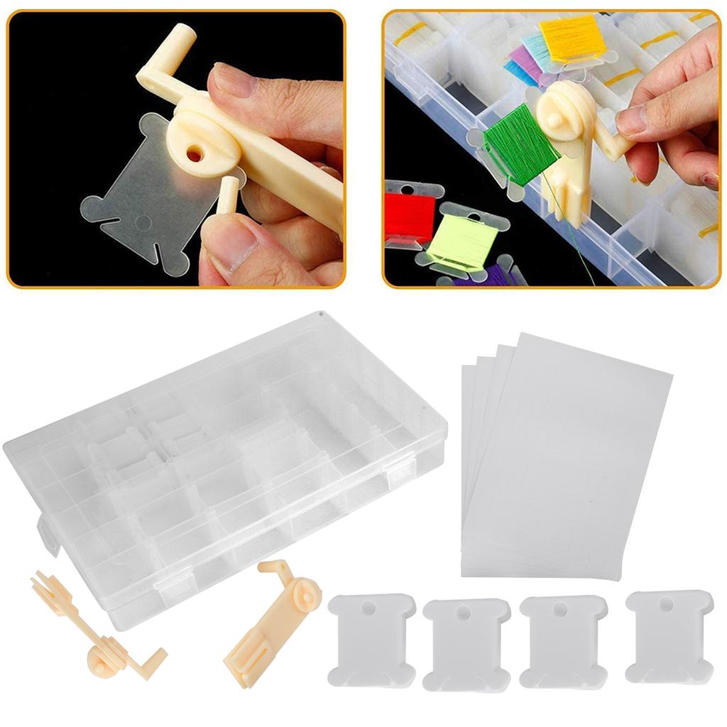 Embroidery Floss Organizer Box Milk White Cross Stitch Plastic Bobbins Manual Winding Machine