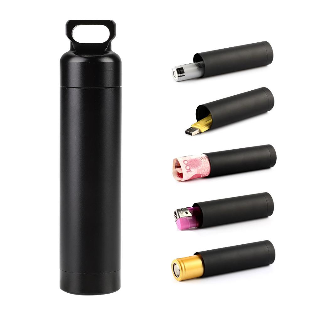 Waterproof Aluminum Alloy Pill Bottle Medicine Container Holder for Outdoor Survival