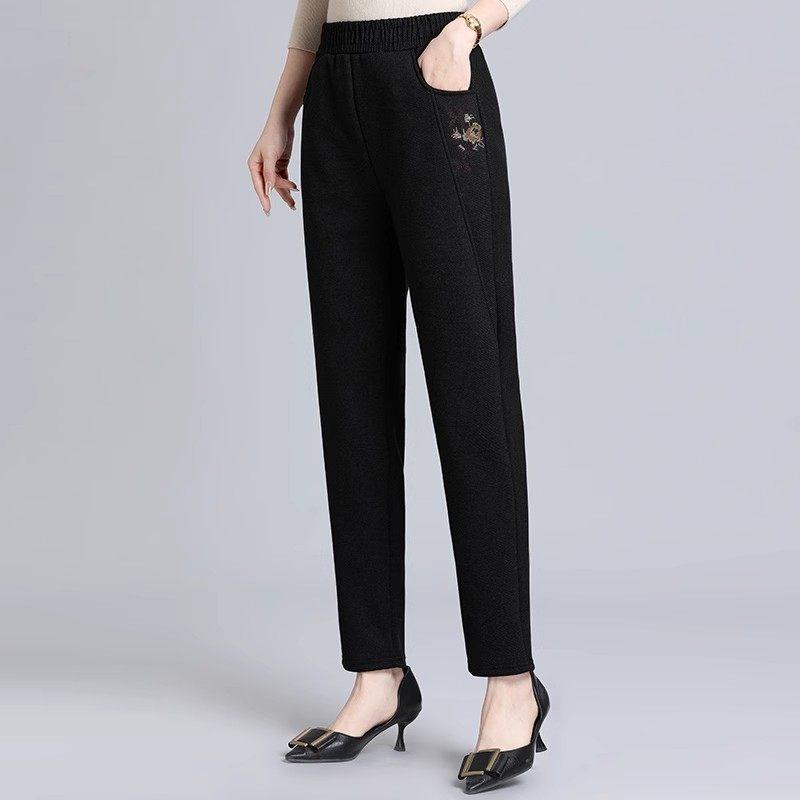 

Mom s Fleece-Lined Winter Pants for Older Women - Thick, High-Waisted, Straight-Leg, Ideal for Spring and Autumn. 2XL (suggested for 100-115 lbs)