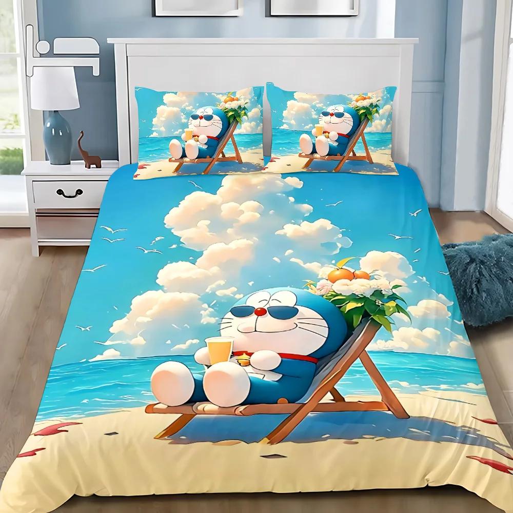 Carton D-Doraemons Soft Duvet Cover Pilowcase Children Beding Set Adult People Boy Girl Bedrom Decoration Gift Single Double Large Sized Dimensions