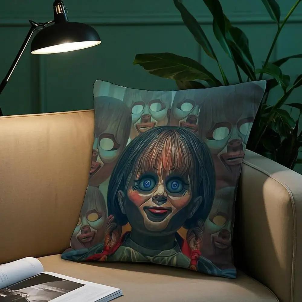 Film Horror A-Annabelle Kissenbezug Plüschstoff Weicher Kissenbezug Doppelseitiger Druck Sofakissenbezug Überwurf