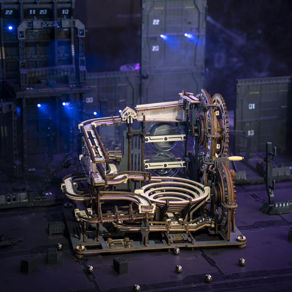 Robotime 3D 3D dřevěné puzzle pro výuku pro řemesla Ruční klika voda Bez spojovacích prostředků Návod k použití Součástí noční puzzle, hračka,