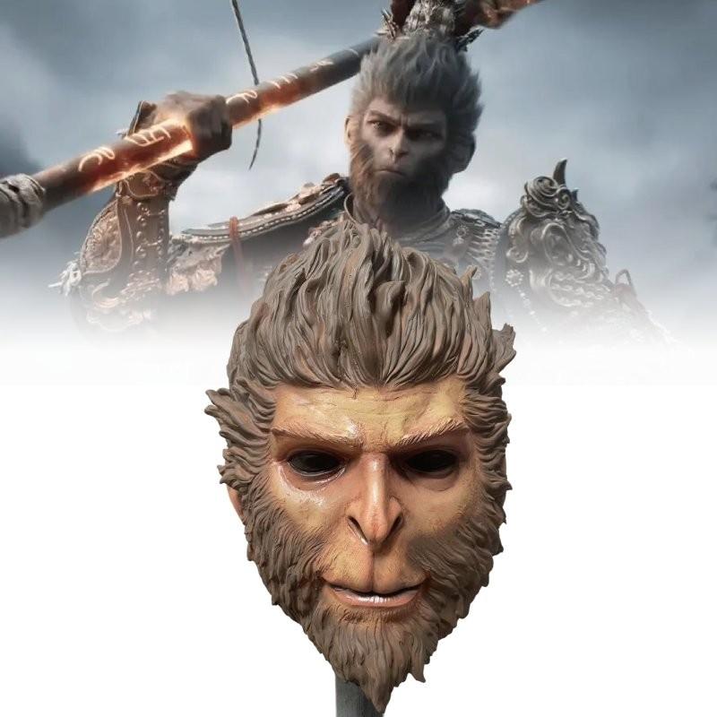 Scary Black Wukong Monkey Mask Realistic Latex Halloween Costume Accessory