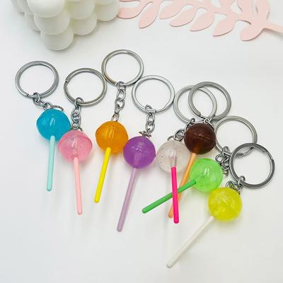 1PCS Simulation Lollipop Keychain Transparent Luminous Resin Accessories Candy Bag Ornaments Creative Gifts Spot