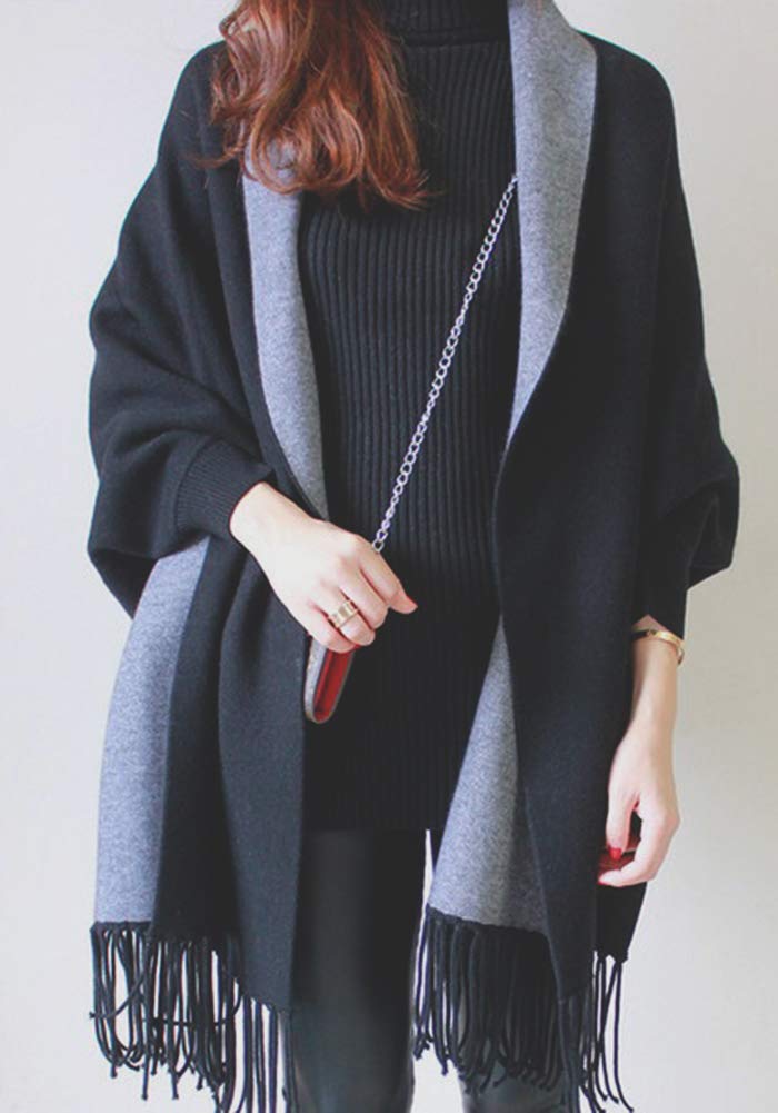 JudyRose Cardigan with Stylish and Cute for Fall and Winter Women's Sleeves, Shawl, Outerwear, Coat, (Black)
