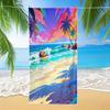 Colorful Beach Waves and Palm Towel Patterned Sunscreen And Windproof Suitable For Swimming Pool Camping Travel Blanket
