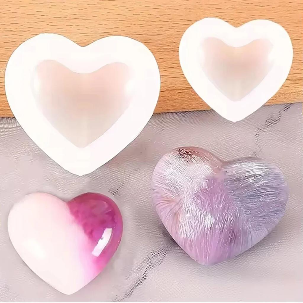 DIY Hjerteformet Silikon Lysform Baking Kakedekorasjon 3D Håndlaget Såpe Aromaterapi Soyavoks Epoksy Resin Sjokoladeform