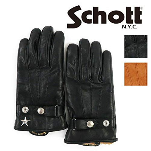 Schott Cowhide Leather Gloves, Size M, Black, 3149026